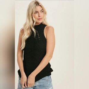 High Neck Knitted Sleeveless Top